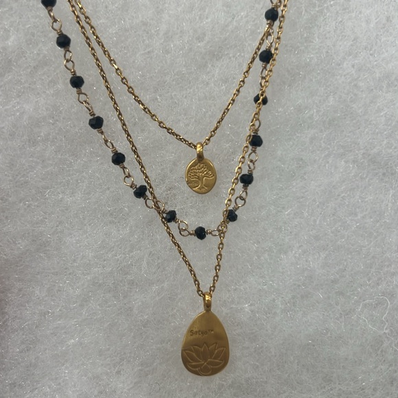 Staya Jewelry, triple strand necklace, 18k gold plated, 16” L - Picture 3 of 7